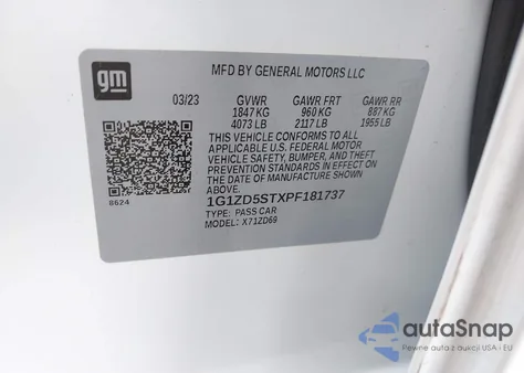 2023 Chevrolet Malibu Fwd 1Lt из США, поврежденный, VIN 1G1ZD5STXPF181737